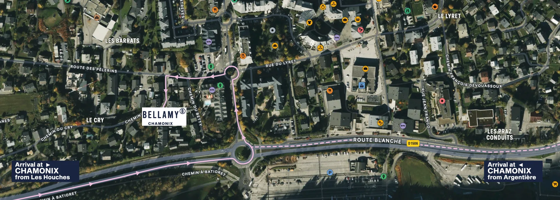 Bellamy Chamonix access map