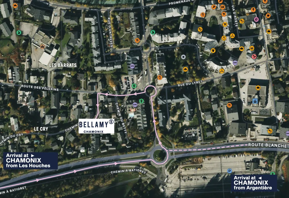 Bellamy Chamonix access map